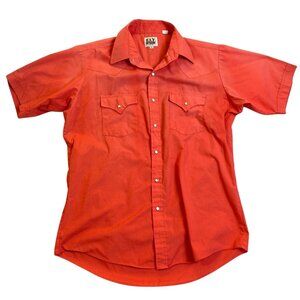 Ely Cattleman Womens Shirt 16 Red Western Pearl Snap Button Short Sleeve Casual
